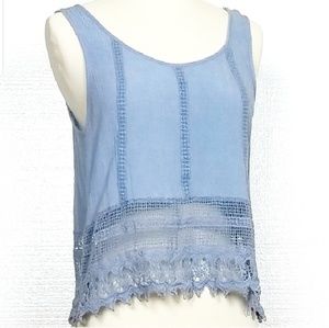 Anthro | Elodie Gauze Crochet crop tank